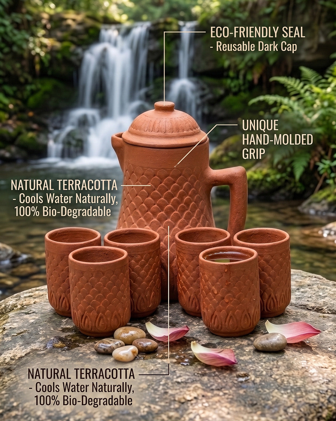 Terracotta Water Jug And Glass Serving Set