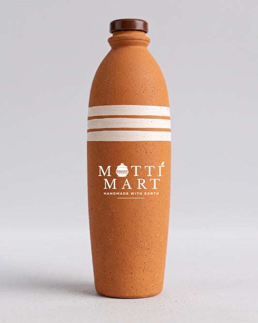 Handcrafted Clay Round Water Bottle 1200ml