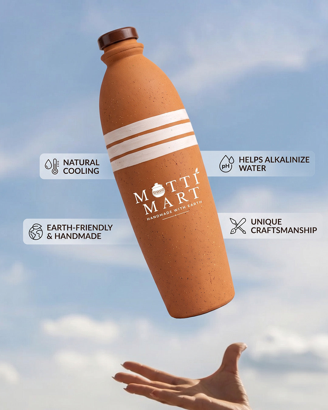 Handcrafted Clay Water Bottle 600ml