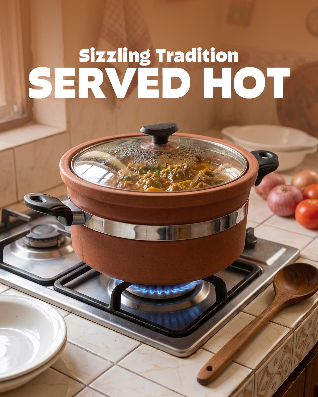 Terracotta Handi with Dual Handles And Lid