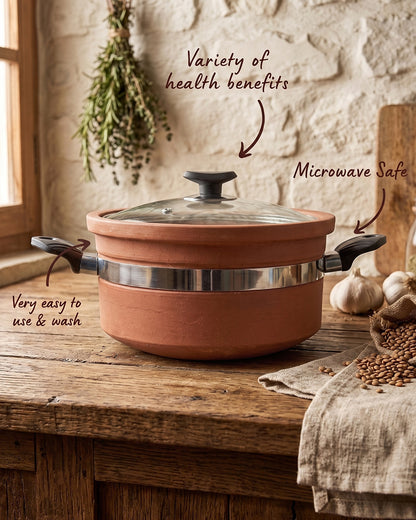 Terracotta Handi with Dual Handles And Lid