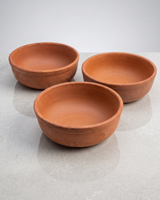 Terracotta Serving Bowls Non Glazed Set of 3