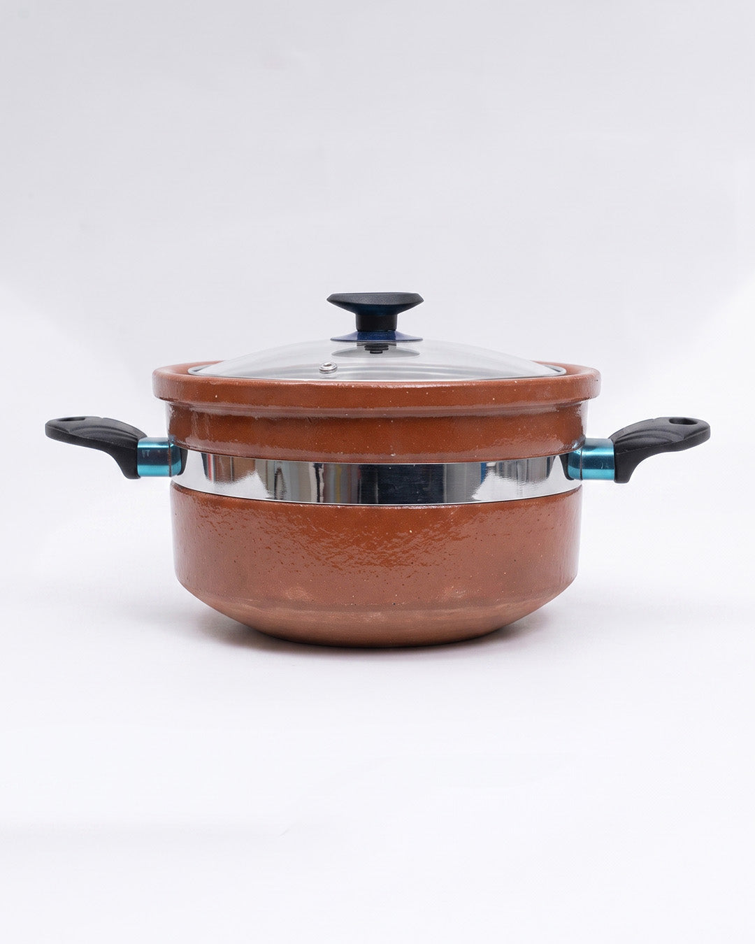 Round Terracotta Handi with Glass Lid