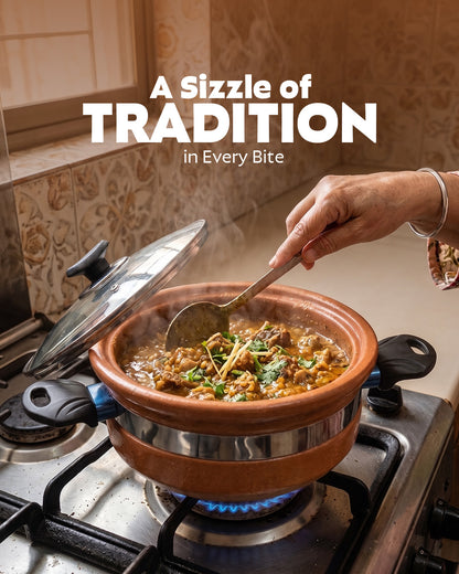 Round Glazed Clay Karahi