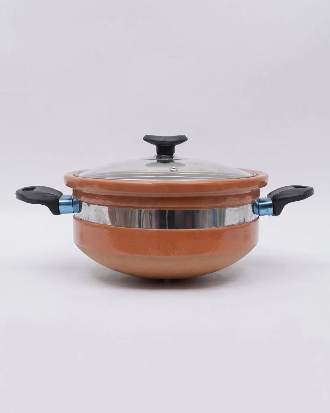 Complete Clay Cookware Bundle – Handi, Karahi, Saucepan & Tawa Set with Glass Lids
